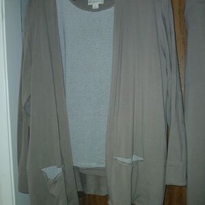 3 Piece Appleseed's Brown and Cream Striped Cardigan